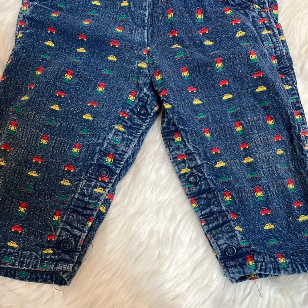 Vintage Oshkosh B’Gosh Car  Overalls Shirt Set Size 6-9 Months USA